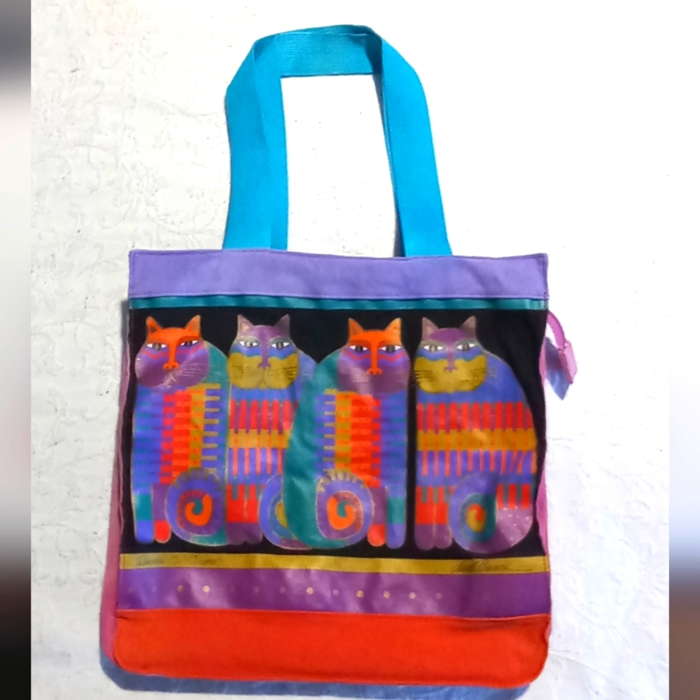LAUREL BURCH Rainbow Cat Cousins Tote Bag